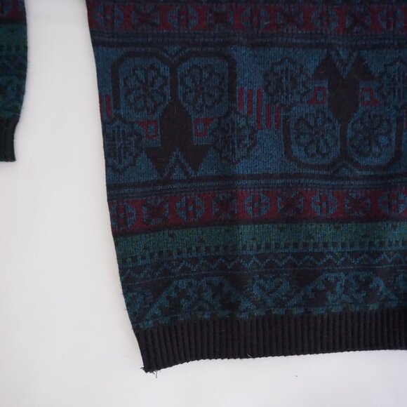 Vintage Vogue Green Patterned Winter Knit Sweater Cabincore Old Money L - Picture 6 of 9